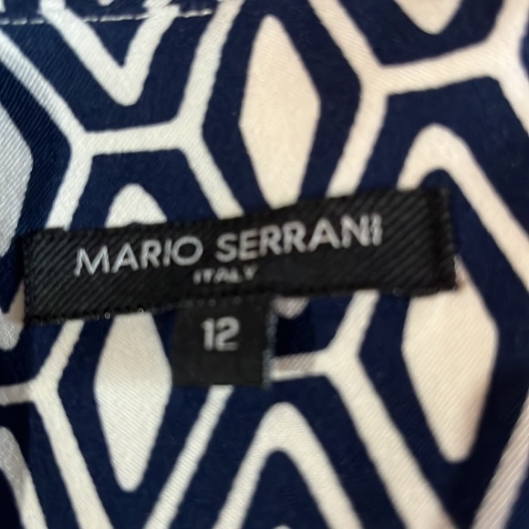 LN Mario Serrani blue/white sleeveless geometric sheath dress SZ 12 - Picture 8 of 9